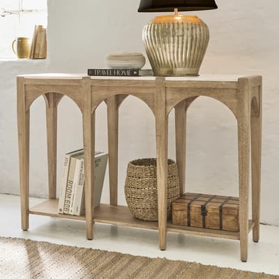 LOBERON Sidetable Annabelle bruin/wit