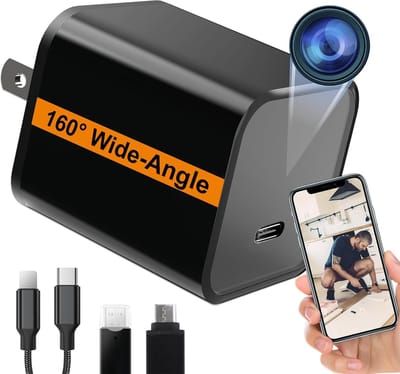 Slimme Camera Oplader - Mini Stekker Camera - Huisdier Thuis Bewaking - 160 Graden Groothoek - Type-C Plug - Zwart
