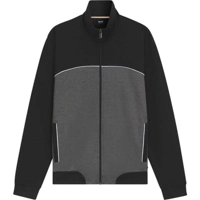 Boss Heren Track Jacket met contrasterende biezen (Zwart)