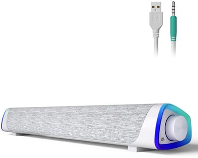 GELLDG PC-luidspreker - 415x78x68mm - 3D Surround Sound Luidspreker met Verborgen Design en Eénknopsbediening - Geschikt voor Desktop en Laptop - Kunststof - USB-aangedreven Computer Speakerset