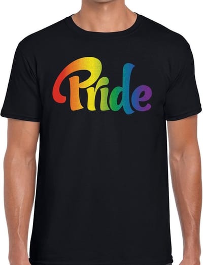 Pride regenboog t-shirt - zwart gaypride shirt voor heren - Gay pride S