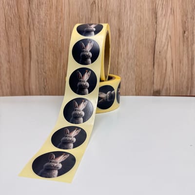 Sticker feestbeest konijn rol 500 stuks - traktatie sticker kinderfeestje - cadeausticker kind - verjaardag sticker