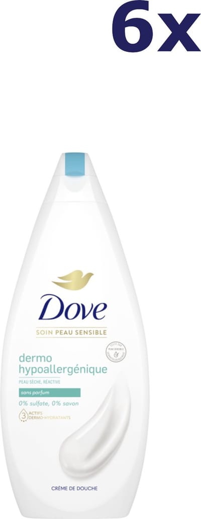 6x Dove 750ml douchecrème hypoallergeen