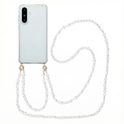 imoshion Hoesje - Geschikt voor Samsung Galaxy A36 - Backcover met koord + armband - Parels hartjes - Parels Hartjes