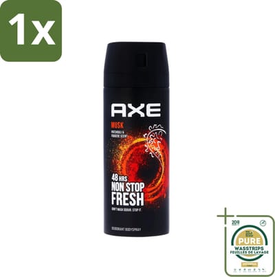 1 x Axe - Deodorant Bodyspray - 48hrs Non Stop Fresh - Musk - Patchouli & Fougere - 150 ml- Axe Musk Deodorant - Musk Deodorant - Deodorant Bodyspray - 48h Fresh - Musk Geur