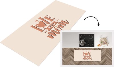 Keukenloper - Loper keuken - Love you mom - Spreuken - Quotes - Mama - 120x50 cm - Keukenloper vinyl