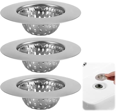 SnelShoppen - 3pcs Doucheafvoer Haarfilter, RVS Afvoer Strainer Set, Badkuip Haarfilter, Verstopte Afvoer Oplossing, Geschikt voor Badkamer en Keuken