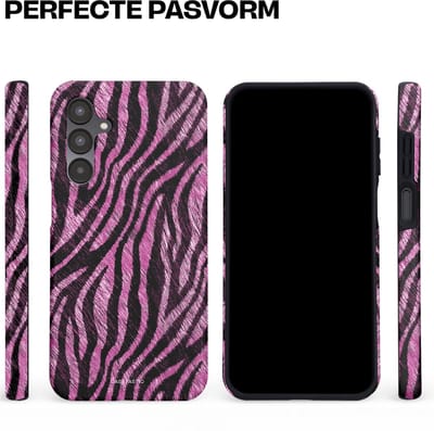 Casetastic hoesje geschikt voor Samsung Galaxy A16 - Dubbellaagse bescherming - Roze Paarse Zebraprint - Fashion Case - Zwart Lila