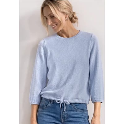 Shirt met 3/4-mouwen en ronde hals in gebreide look