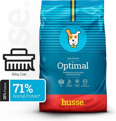 Husse Optimal - Hondenvoer voor actieve honden, Hondenbrokken, Droogvoer, Hondenvoeding - Hondenvoer - 2 x 12 kg