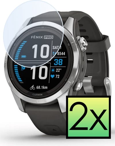 Screenprotector - 2 Stuks - Geschikt voor Garmin Fenix 7S Pro - Extra Sterk - Tempered Glass - Gehard Glas - Beschermglas Screen Cover - Bescherm Protector voor Smartwatch