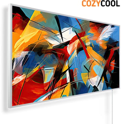 Infraroodpaneel met afbeelding | Abstract olieverf schilderij | 1200 Watt | Witte lijst | Infrarood verwarmingspaneel | Infrarood paneel | Infrarood verwarming