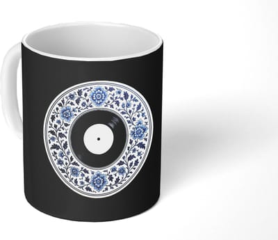 Mok - Koffiemok - Vinyl - LP - Delfts Blauw - Muziek - Mokken - 350 ML - Beker - Koffiemokken - Theemok