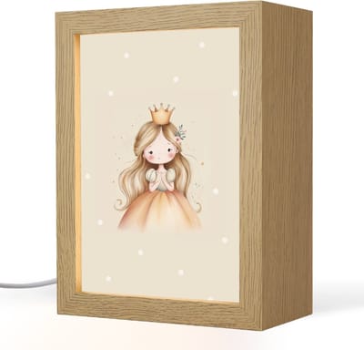 Nachtlampje 15x20 cm - Kinder lampje - Prinses - Goud - Stippen - Tafellamp kinderkamer - Slaapkamer lamp - Bedlamp kinderen - Kinderlampje stopcontact - Wandlamp babykamer - Nachtlampjes