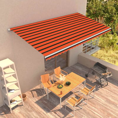vidaXL - Luifel - automatisch - uittrekbaar - 600x300 - cm - oranje - en - bruin