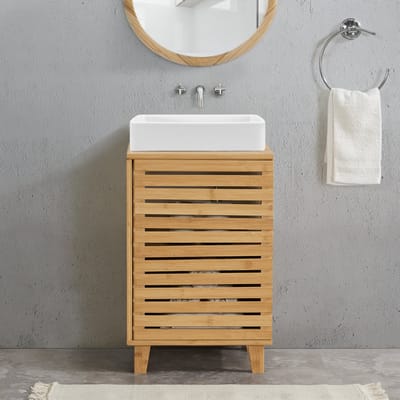 Bamboe wastafelonderkast Iveland 60x40x30 cm houtkleurig