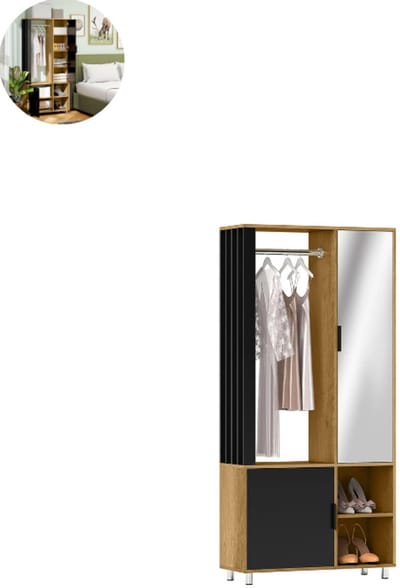 Open Kledingkast - Slaapkamer - Kledingkasten - Ladekasten - Kledingrek - Dressing Kasten - Organizer - Bamboe - Zwart