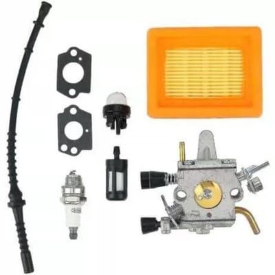 GELLDG Carburateurset - Grasmaaier Onderdelen - Geschikt voor Stihl FS120 FS200 FS250 - Metalen Constructie - Incl. Luchtfilter Brandstofilter Brandstofslang Bougie 4134 120 0653