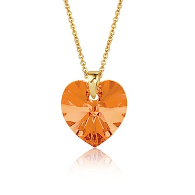 Montebello Ketting Fleur HZ112 - Swarovski Hart - 925 Zilver Verguld - Ø14mm - 50cm