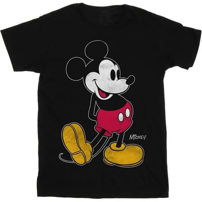 Disney Heren Mickey Mouse Classic Kick T-Shirt (Zwart)