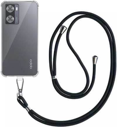 Telefoonhoesje Geschikt voor Oppo A57 / A77 Transparant Schokbestendig met Afneembaar Universeel Telefoonkoord - Backcover Case Siliconen ShockProof with Lanyard - Smartphonica geschikt voor Oppo A57;Oppo A77