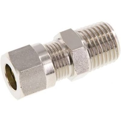 8LL & R1/4'' Vernikkeld Messing Rechte Snijringkoppeling Buitendraad 100bar ISO 8434-1 [2 Stuks]