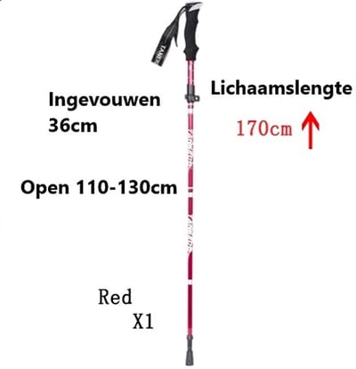 [Flexpert] [Tanerdd] [wandelstokken verstelbaar] [hiking stokken] [rood]
