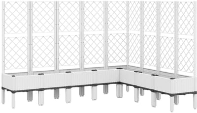 Plantenbak met klimrek - Bloembak - Weerbestendig - Met trellis - Buiten - Hout - Plantenrek - Wit