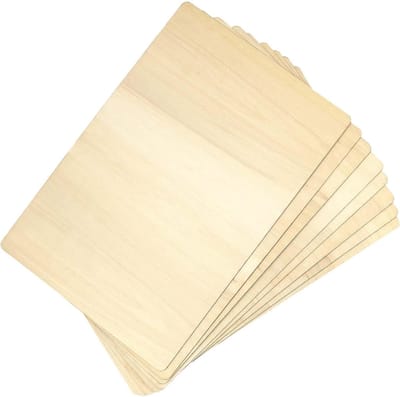 Set van 8 Populieren Houten Platen, 400 x 250 x 4,4 mm, Onbewerkte DIY Craft Bladen voor Kunst, Schilderen en Ambachten