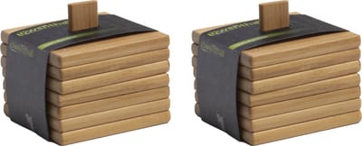 Löwenthal - Onderzetters voor glazen - 12x stuks - bruin - bamboe - 12x9 cm
