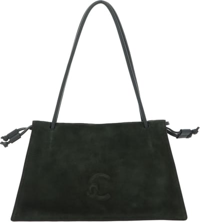 COCCINELLE Leren Schoudertas Dulse Suede Shoulderbag Alga Donkergroen