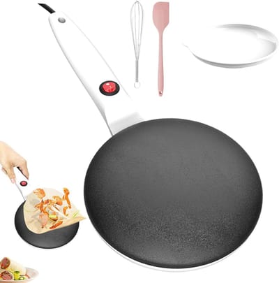 Elektrische pannenkoekenpan - Crêpemaker machine - Snelle maaltijden maken - Automatische temperatuurregeling - 20 cm diameter - Wit