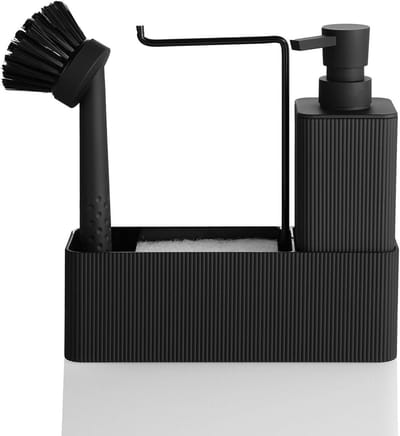 Keuken Zeepdispenser Set - Spoelbak Organizer - Afwas Georganiseerd - Complete 5-in-1 Keukenset - Compact Ontwerp - Zwart