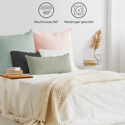 Blumtal - Set Van 2 Kussenslopen - Superzachte Premium Jersey Kussenhoes - 100% Katoen - 40 x 145 cm - Crème