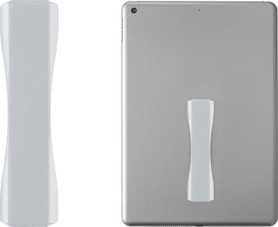kwmobile tablet vinger houder - Elastische tablet griphouder - Universeel - Met zelfklevende band - In zilver