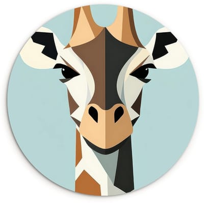 WallCircle® Wandcirkel 120x120 cm - Muurcirkel Giraffe - Illustratie - Bruin - Minimalistisch - Muurdecoratie woonkamer - Wanddecoratie slaapkamer - Kamer decoratie accessoires - Ronde schilderijen XXL