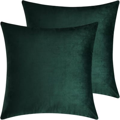 Kussenhoezen Set - Decoratieve Kussenslopen - Bank en Bed - Zachte Fluweel Stof - 50x50 cm - Donkergroen
