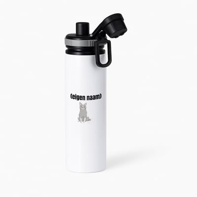 Hacebo® - kat met eigen naam waterfles met draaidop grijs - Katten - katten liefhebbers - iemand die houdt van katten - verjaardag - cadeau - kado - water fles - 850ML