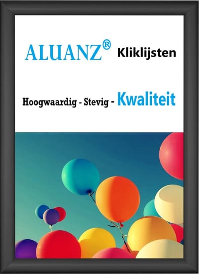 ALUANZ Kliklijst Zwart A1 (59,4x84 cm) Aluminium - Wissellijst - Posterlijst - Fotolijst Inclusief Beschermfolie