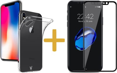 Transparant Siliconen Hoesje geschikt voor Apple iPhone Xs / X + Screenprotector Volledig Dekkend - TPU Case van iCall