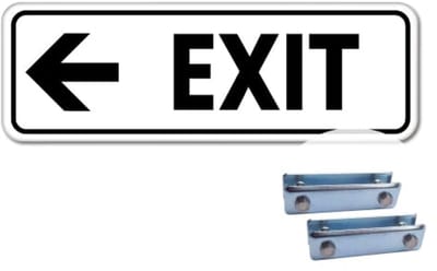 Bord Exit pijl links - Weerbestendig Aluminium - 40x15 cm - Bevestiging: Met hekbeugels (voor spijlen- of gaashek)