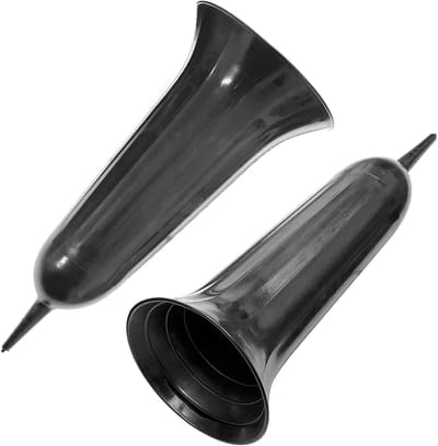 Grafvaas Set - Bloemenvaas Begraafplaats - Graf Decoratie - Met Grondpen - 23cm Hoog - Zwart