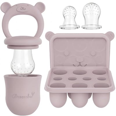 Broemba Fruitspeen & IJsblokjesvorm - Baby Speen met Bijtring - 100% Siliconen - 3 Speenmaten S/M/L - BPA-vrij - 4+ maanden - Roze