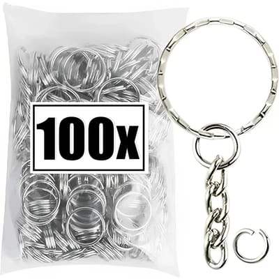 50/500 stuks Metalen Blanco Sleutelhanger Sleutelhanger Splitringen Sleutelhanger Sleutelringen Karabijnhaak Sleutelhanger Sleutelhanger Ringen van roestvrij staal gray