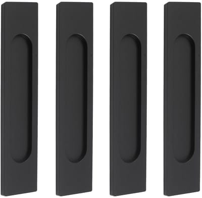 Dailygoods- Schuifdeurgrepen Zelfklevend - 4 Stuks - Mat Zwart Aluminiumlegering - Modern Design - Vlak Trek-Drukloos Handvat - Comfortabele Aanraking - Deurgrepen