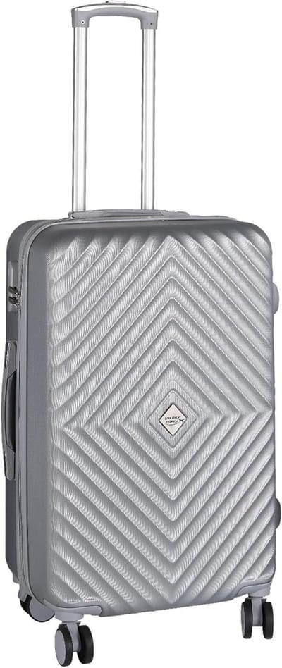 Reis koffer - Hardcase koffer - Vakantie bagage - Chevron patroon - M 67 x 44 x 26 cm - Zilver