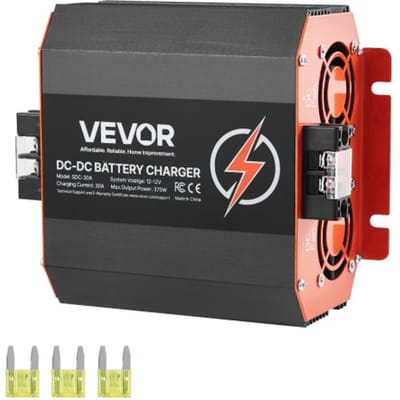 VEVOR 12V 30A DC/DC acculader, 375W, lader voor loodzuur-, lithium-, AGM-, GEL- en natte accu's, intelligent meertraps opladen, voor campers, bedrijfsvoertuigen, boten en jachten