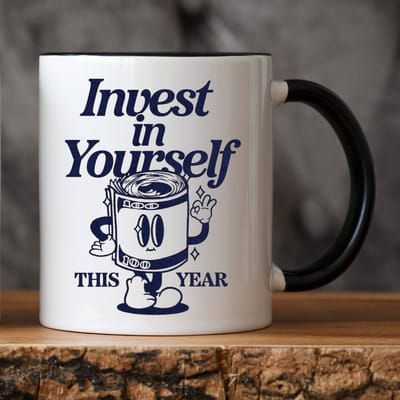 Invest In Yourself - Valentijn cadeautje voor hem - Valentijn cadeautje voor haar - Valentijnsdag - Verjaardag cadeau - Cadeau voor man - Cadeau voor vrouw - Grappige - Koffie mok