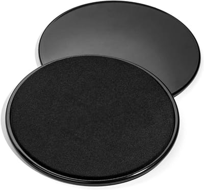 Sliding Wheels, 2 Double-Sided Training Glides for Hardwood Floor and Carpet, Ideal for Core Training, Fitness, Aerobics, Crossfit, Full Body Strength and Conditioning (Black)
