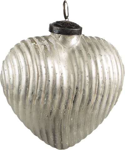 Clayre & Eef Kerstbal Overig 7x4x8 cm Zilverkleurig Glas Kerstballen
